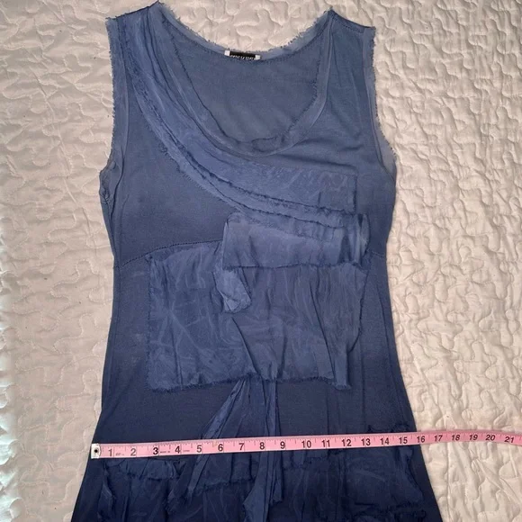 Italian Silk Blend Boho Dress Y2K Layered Asymmetrical Sleeveless Artsy Size S - Picture 11 of 12